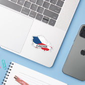 Kaart voor de vlag van Tsjechië Sticker (Laptop met iPhone)