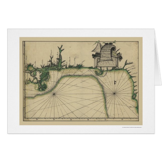 Kaart voor de vroege Golfkust 1784 (Voorkant Horizontaal)