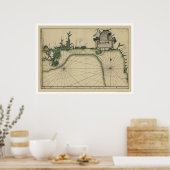 Kaart voor de vroege Golfkust 1784 Poster (Keuken)