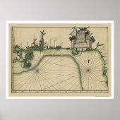Kaart voor de vroege Golfkust 1784 Poster (Voorkant)