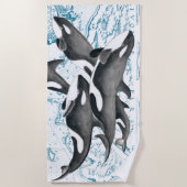  kaart voor de walvisfamilie Orca Strandlaken (Voorkant)