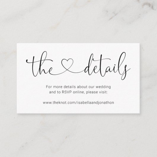 Kaart voor details van bruiloft Website - Eenvoudi (Voorkant)