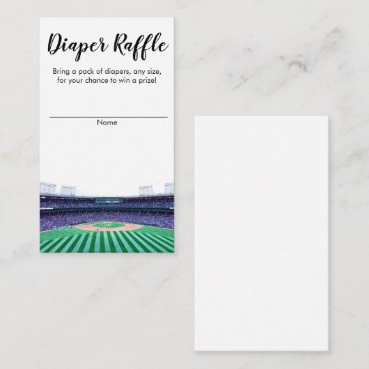 Kaart voor Diaper Raffle Baseball Baby shower Encl (Voorkant / Achterkant)