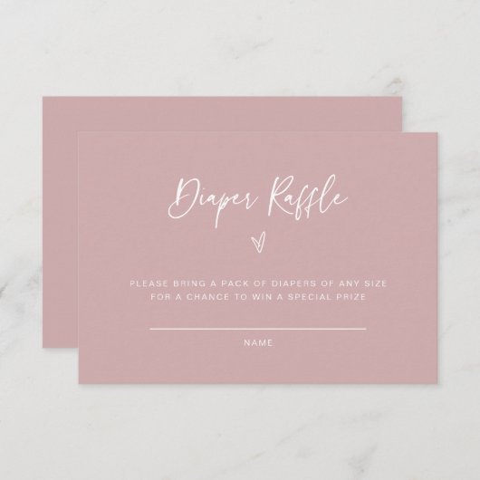 Kaart voor diaperte Raffle Baby shower Activity Ga (Voorkant / Achterkant)