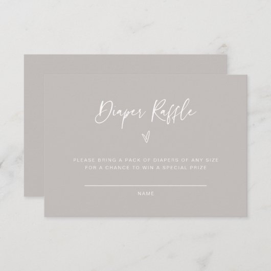 Kaart voor diaperte Raffle Baby shower Activity Ga (Voorkant / Achterkant)