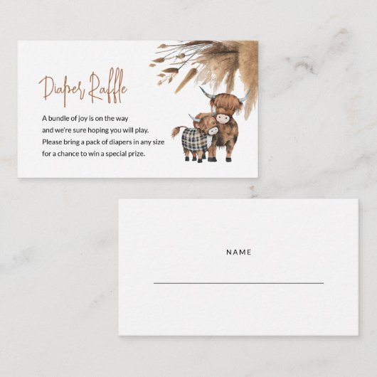 Kaart voor diaperte Raffle-behuizing Rustige Koe T (Voorkant / Achterkant)