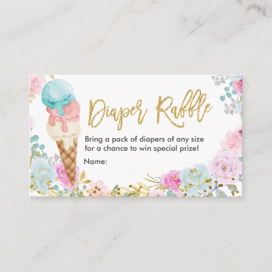 Kaart voor diaperte Raffle Ice Cream Pastel Enclos (Voorkant)