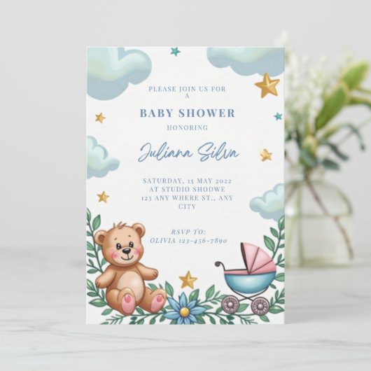 kaart voor een babyshower (Staand voorkant)