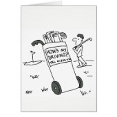 Kaart voor een Golfer. Golfer vraagt: "Hoe gaat he (Voorkant)