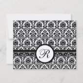 Kaart voor een nieuwe zwarte Damask Swirl Wedding  (Achterkant)