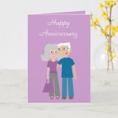 Kaart voor een ouder cartoonkoppel voor hun jubile (Gele Bloem)