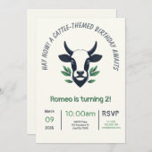 Kaart voor een verjaardagsuitnodiging met een rund (Voorkant / Achterkant)