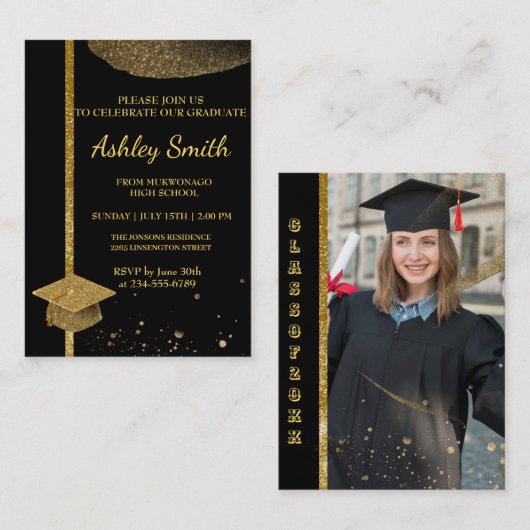 kaart voor elegante Afstuderen behuizing (Voorkant / Achterkant)