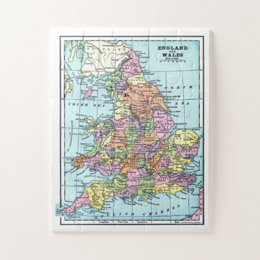 kaart voor Engeland en Wales Legpuzzel (Verticaal)