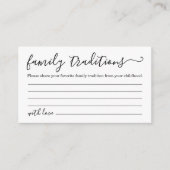 Kaart voor familiale tradities voor Baby shower (Voorkant)