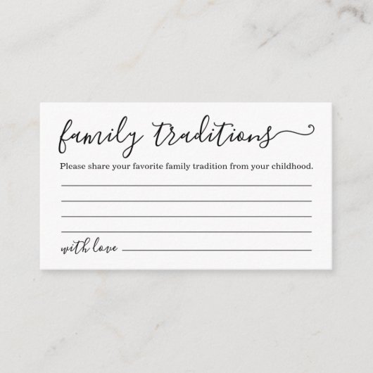 Kaart voor familiale tradities voor Baby shower (Voorkant)