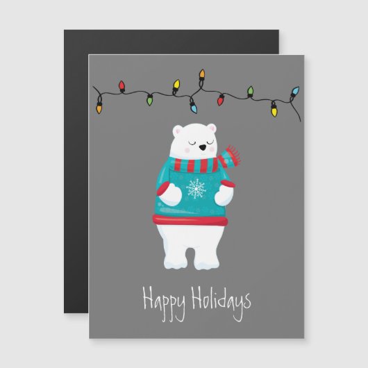 Kaart voor feestdag met feestdag met Beer met witt (Voorkant / Achterkant)