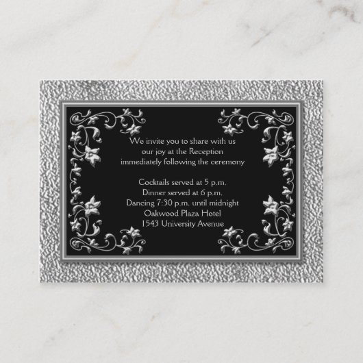 Kaart voor Floral Reception Black en Pewter LOOK (Voorkant)