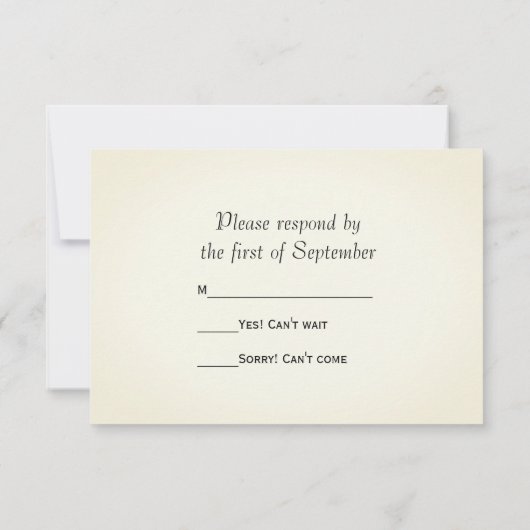 Kaart voor gebilde falletjes weddenschap RSVP-resp (Achterkant)