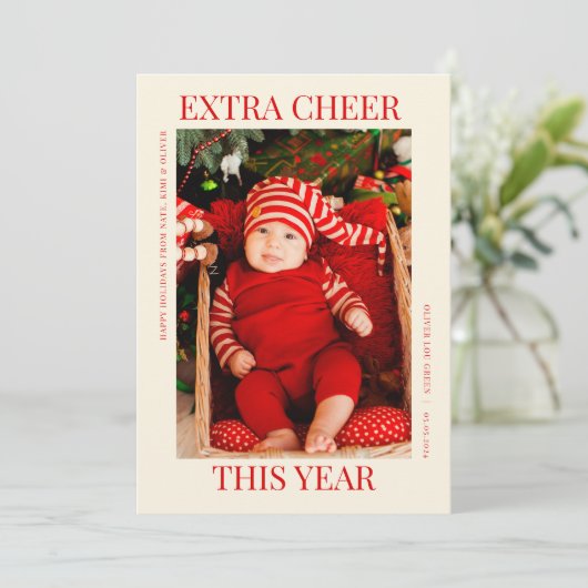 Kaart voor geboorteaankondiging tijdens de kerstva (Staand voorkant)