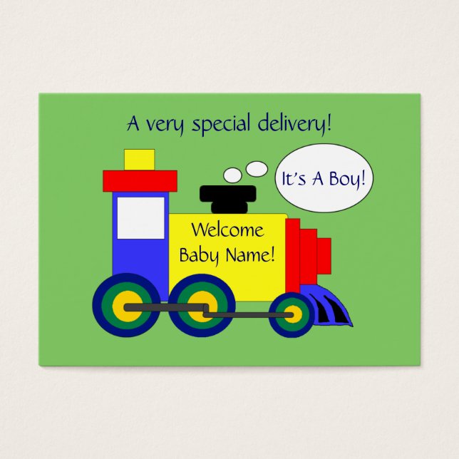 Kaart voor geboorteaankondiging van trein (Voorkant)