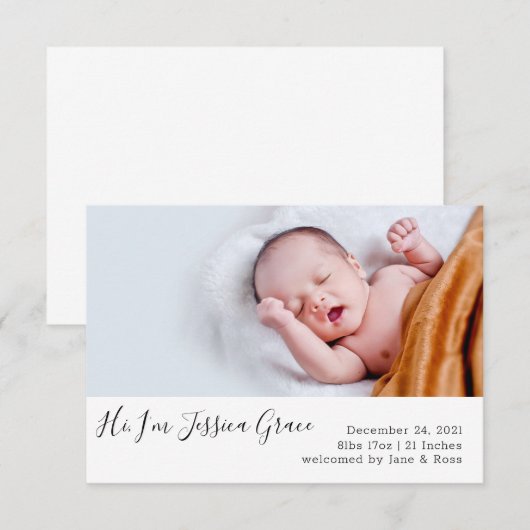 Kaart voor geboortekaartbekendmaking (Voorkant / Achterkant)