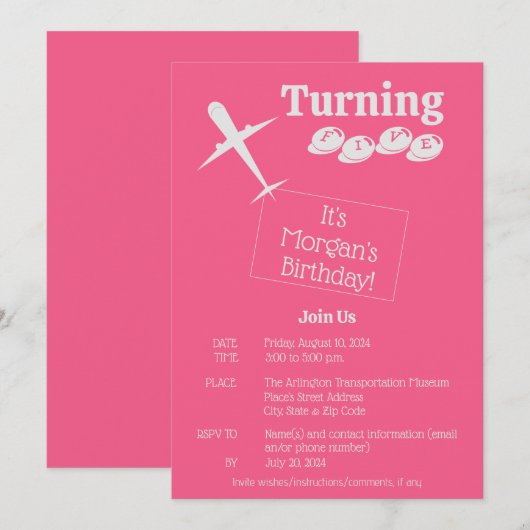 Kaart voor gepersonaliseerde verjaardagsuitnodigin (Voorkant / Achterkant)