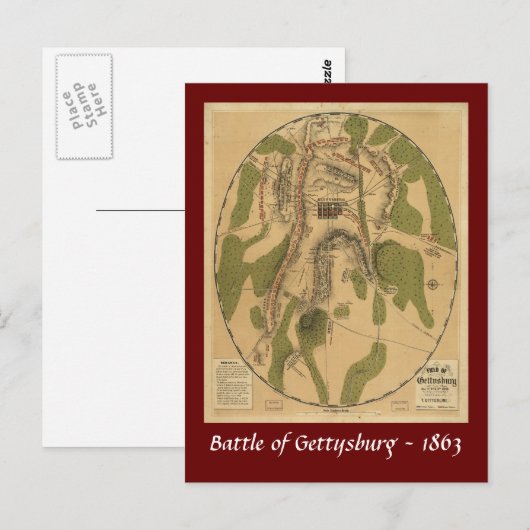 Kaart voor Gettysburg - 1863 (Voorkant / Achterkant)