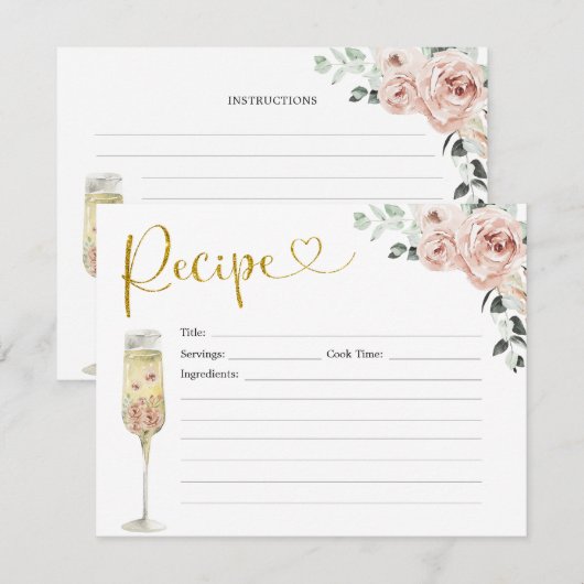 Kaart voor gouddroog en roze Roos Soiree Recipe (Voorkant / Achterkant)