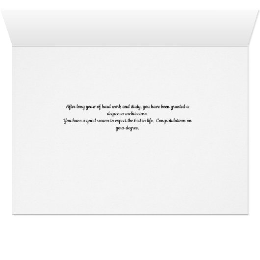 Kaart voor graad in architectuur (Binenzijde Horizontaal (Onderkant))