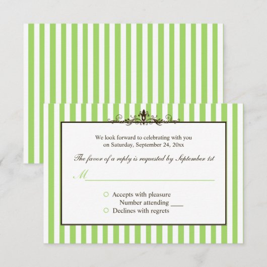 Kaart voor groen, wit en bruin gestreept antwoord (Voorkant / Achterkant)