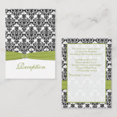 Kaart voor groen, wit en zwart Damask-ontvangst (Voorkant / Achterkant)