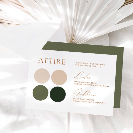 Kaart voor groene en champagne Wedding Color Palet