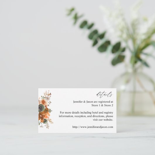 Kaart voor groene en Terra Cotta Floral Enclosure (Staand voorkant)