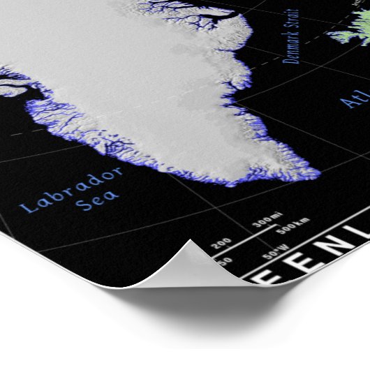 Kaart voor Groenland en IJsland Poster (Hoek)