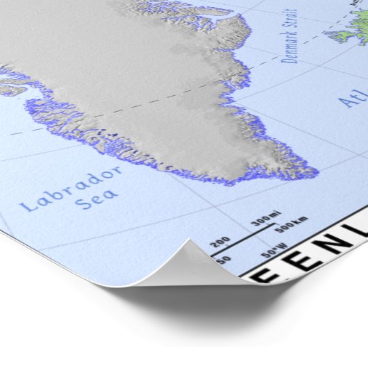 Kaart voor Groenland en IJsland Poster (Hoek)