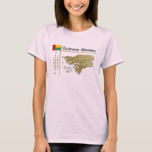 Kaart voor Guinee-Bissau + vlag + titel T-shirt