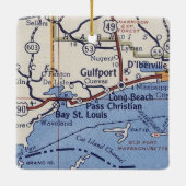  kaart voor Gulfport MS Keramisch Ornament (Achterkant)