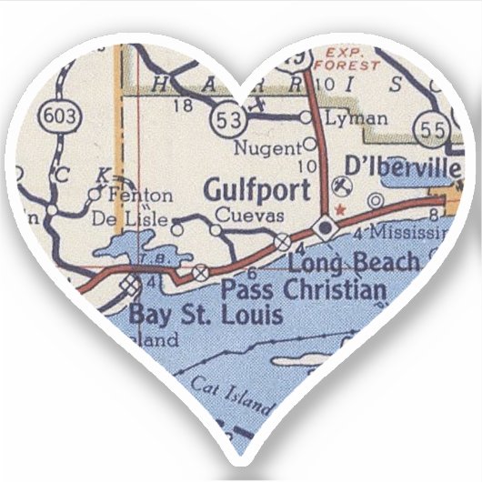 kaart voor Gulfport MS Sticker (Voorkant)