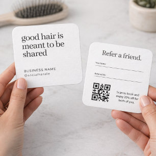Kaart voor haarstudio met QR-code voor verwijzinge Vierkante Visitekaartje