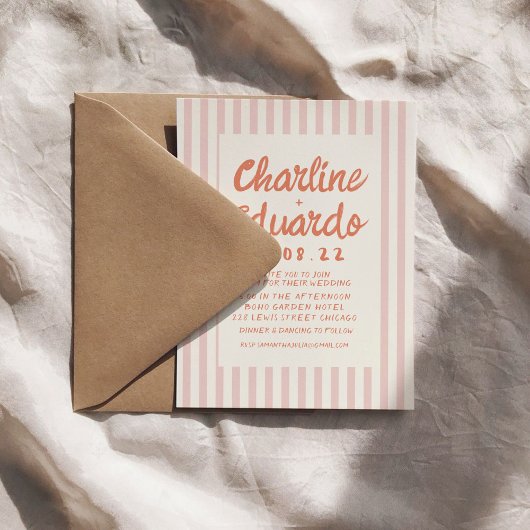 Kaart voor handschriftenretro Wedding-uitnodiging