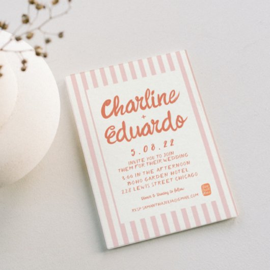 Kaart voor handschriftenretro Wedding-uitnodiging