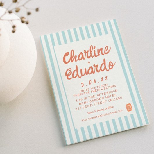 Kaart voor handschriftenretro Wedding-uitnodiging