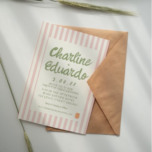 Kaart voor handschriftenretro Wedding-uitnodiging