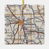  kaart voor Hattiesburg MS Keramisch Ornament (Voorkant)