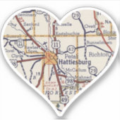 kaart voor Hattiesburg MS Sticker (Voorkant)