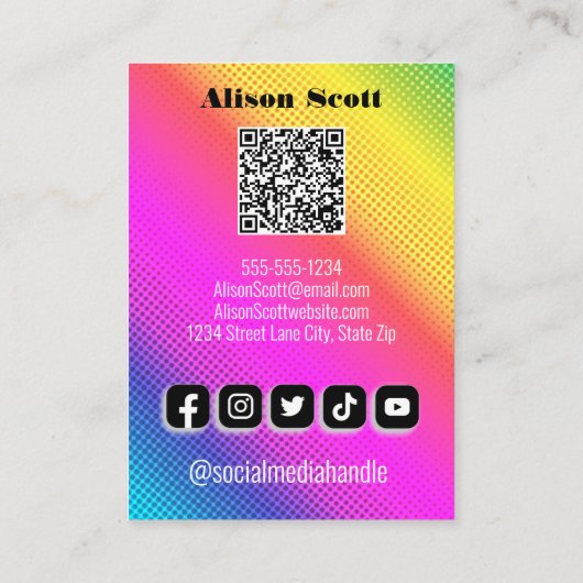 Kaart voor helder Neon Rainbow-Ketting dat beeldsc Visitekaartje (Achterkant)