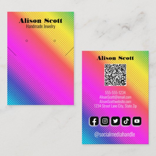 Kaart voor helder Neon Rainbow-Ketting dat beeldsc Visitekaartje (Voorkant / Achterkant)