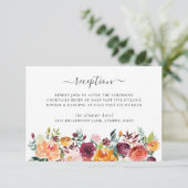 Kaart voor herfst Floral Wedding Reception (Staand voorkant)