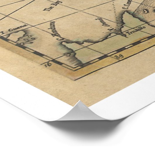 Kaart voor het eiland Cuba - 1762 Poster (Hoek)